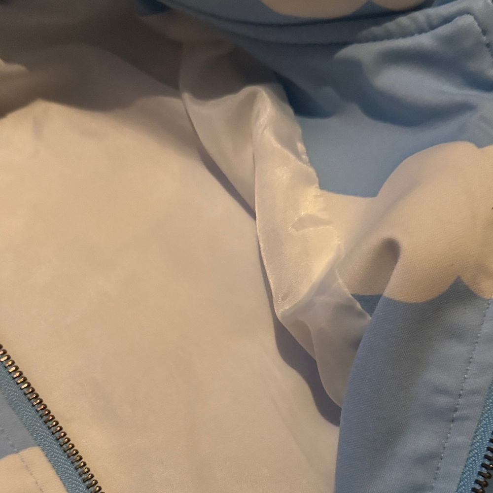 Sky Blue Cloud Pattern Print Bomber Jacket - image 6